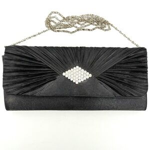 Elegant Black Evening Clutch With Rhinestones (B0001)